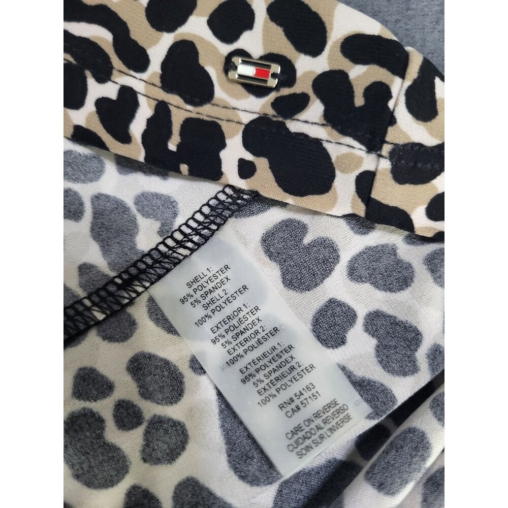 TOMMY HILFIGER Women's LG Cheetah Animal Print Sleeveless Blouse Tank Top Collar - Picture 7 of 7